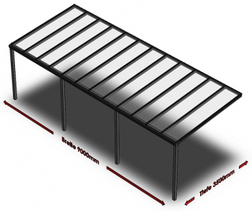 Preview: Überdachung mit VSG 8,76 mm klar, 9 x 3,5 m